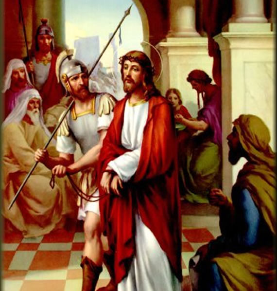 first Station of the cross depicting the condemnation of Jesus to death