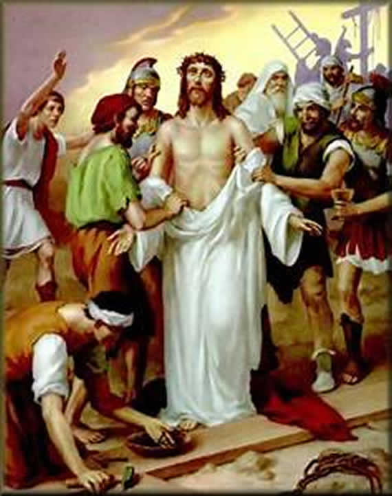 tenth  station of the cross depicting Jesus is stripped of His garments