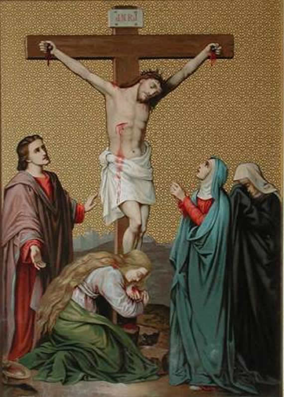 Twelth  station of the cross depicting Jesus is nailed to the cross