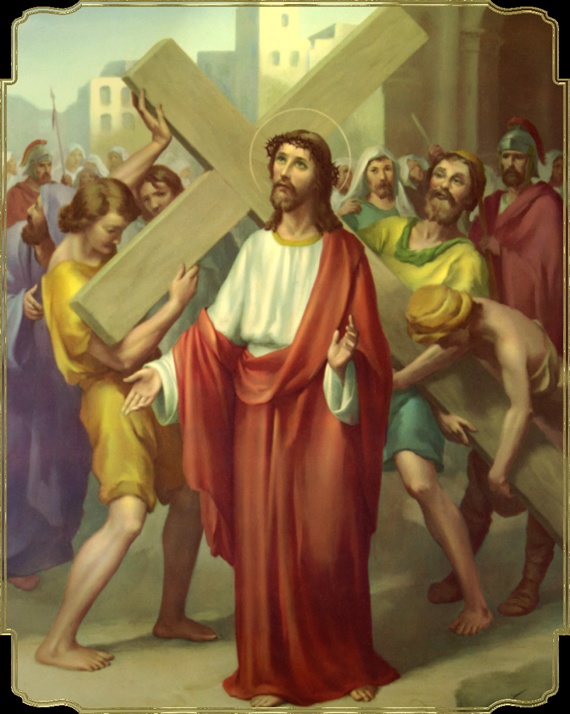 second Station of the cross depicting Jesus laden with the Cross