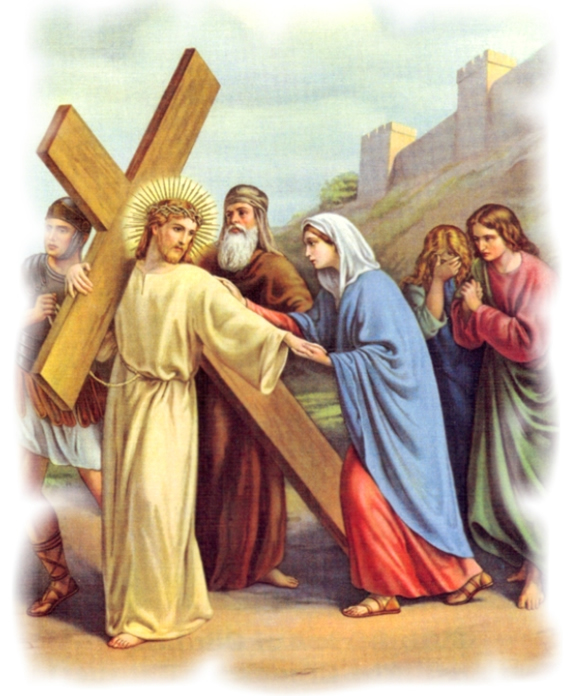 fourth station of the cross depicting Jesus meets his Blessed Mother